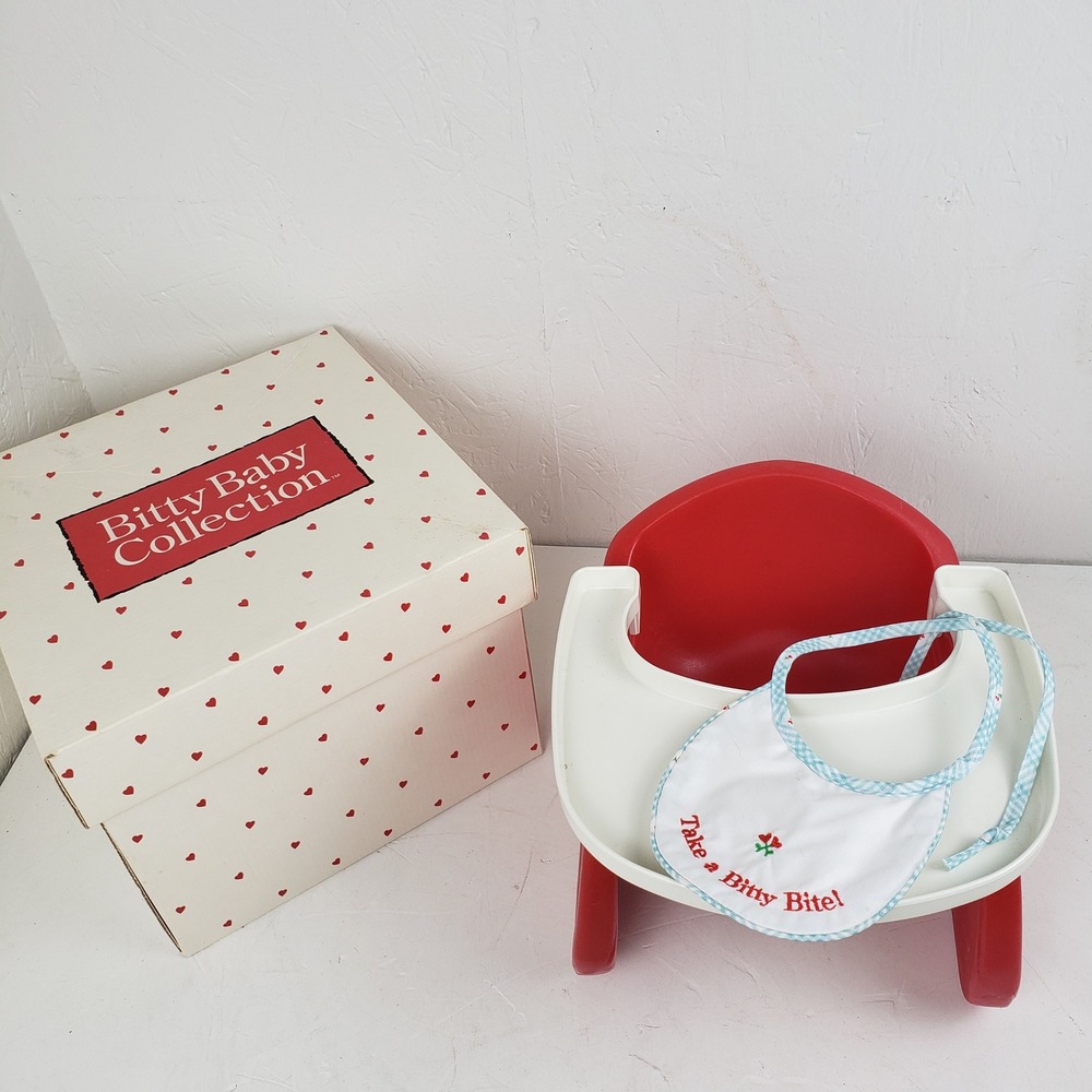 Pleasant Co American Girl Bitty Baby High Chair and Bib Set Red + Original Box